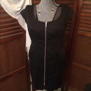 Nine West Black Front Dual Zipper Dress NWOT SZ 10